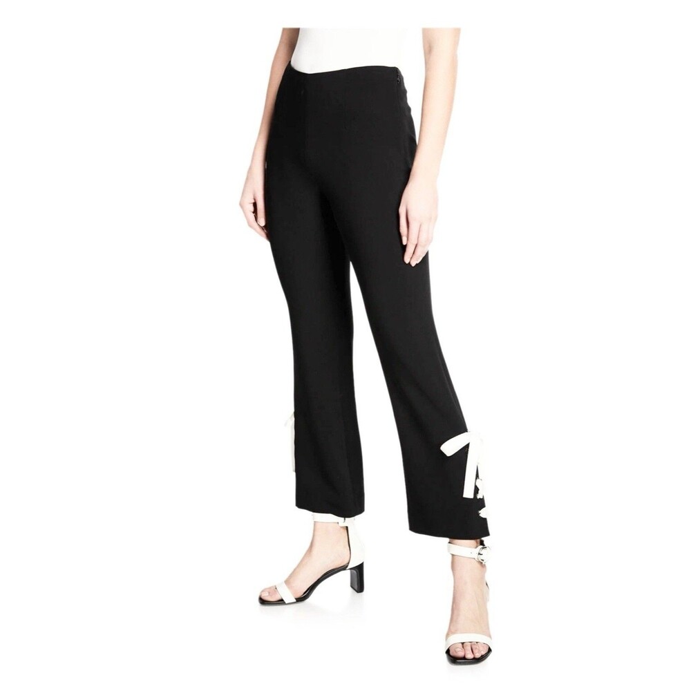 CINQ A SEPT IZELLA CONTRACT LASE UP BLACK PANTS Boot Cut Ankle Size 4 S Lace Up
